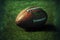 Dark brown soccer ball for playing professional american football, generative ai