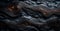 Dark burnt wood texture, black panoramic background - AI generated image