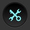 Dark button icon configuration key. Button banner round badge interface for application illustration