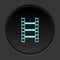 Dark button icon movie script. Button banner round badge interface for application illustration