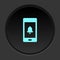 Dark button icon phone bell ringtone. Button banner round badge interface for application illustration