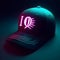 Dark cap with bright neon, dark fantasy art style.