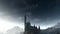 Dark castle animation with dramatic sky