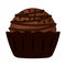 Dark Chocolate Candy Bonbons with Sprinkles in Cup Icon PNG Illustration