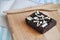 Dark Chocolate Fudge Brownie on Wooden Board