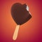 Dark chocolate heart shaped bitten ice-cream