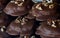 Dark chocolate walnut nut clusters macro