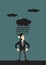 Dark Cloud Raining on Man Vector Cartoon
