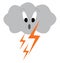 Dark cloud with thunder struck symbolizing the thunderstorm vector color drawing or illustration