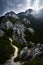 Dark clouds above the limestone mountains