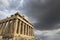 Dark clouds over the Parthenon of the Acropolis in Athens, Greece