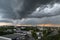 Dark clouds with thunderstorm above Regensburg, Germany