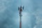 Dark cloudy strom communication tower, high power wifi antenna