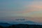 Dark Cloudy Twilight on Sky, Beautiful sundown, Cloud cross on blurry sunset and Flam-boyant, The Flame Tree, Royal Poinciana.