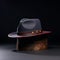 Dark Cowboy Hat With Brown Leather Band - Handcrafted Design