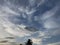 Dark cumulus and cirrus clouds in the sky