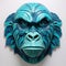 Dark Cyan And Azure Maori Art Chimpanzee Paper Sculpture