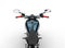 Dark cyan metallic chopper motorcycle - riders point of view shot