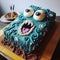 Dark Cyan Monster Cake With Highly Detailed Figures