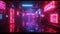 A dark, cyberpunk-inspired setting adorned with neon grids and circuit-like patterns