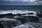 Dark day at a beach in Qawra, Malta