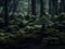 Dark and detailed, Enchanted mushroom kingdom in the Pine Forest