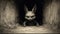 Dark And Detailed: Portrait Of A Little Rabbit In A Mysterious Tunnel