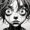 Dark And Disturbing Horror Artwork: Noir Comic Style With Messy Hair And Big Eyes