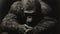 Dark And Dramatic Chiaroscuro Portrait Of A Gorilla