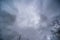 Dark dramatic sky with clouds and trees without leaves