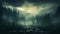 Dark foggy pine scary forest, Mystic forest view with fog and dark mysterious vibes. Generative Ai