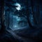 Dark Forest night with moon