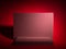 Dark geometric podium mockup template on dark bold red background