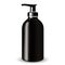 Dark Glass Cosmetic Bottle beauty products with black pump lid on white isolated background.