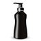 Dark Glass Cosmetic Bottle beauty products with black pump lid on white isolated background.