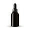 Dark Glass Cosmetic or medicine Bottle beauty products with black dropper lid on white isolated background