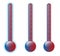 Dark glass thermometer set of three, vector illustration