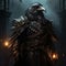 Dark Gold Raven In Armor: High Fantasy Concept Art Inspired By Darkest Dungeon