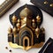 Dark and gold theme mosque illustration