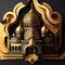 Dark and gold theme mosque illustration