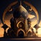 Dark and gold theme mosque illustration