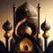 Dark and gold theme mosque illustration