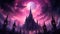 Dark Gothic Cathedral\\\'s Magic Energy Emanation With Pastel Goth Colors. Generative AI