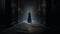 Dark Gothic Hallway With Mysterious Figure - Concept Art