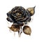Dark Gothic Rose with Gold Shimmer Dark Fantasy Gardening Watercolor Clipart