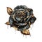 Dark Gothic Rose with Gold Shimmer Dark Fantasy Gardening Watercolor Clipart