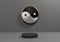 Dark graphite gray, black and white 3D rendering product display background simple, minimal with metallic Yin and yang symbol