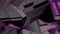 Dark gray abstract polygonal broken shapes with lilac edges fluctuate seamless loop. 3D animation.