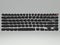 Dark gray keyboard dimension drawing with power and enter button highlight.