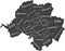 Dark gray tagged districts map of CHEMNITZ, GERMANY